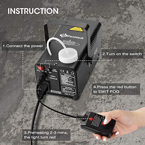 Fog Machine – Smoke Machine with 12 Colorful LED Lights Effect, 2000CFM Smoke Machine Fog Halloween with Wired and Wireless Remote Control, Ideal for Outdoor, Wedding, Parties, and DJ Stage