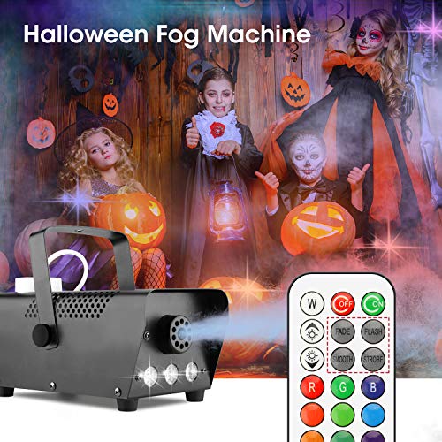 Fog Machine – Smoke Machine with 12 Colorful LED Lights Effect, 2000CFM Smoke Machine Fog Halloween with Wired and Wireless Remote Control, Ideal for Outdoor, Wedding, Parties, and DJ Stage
