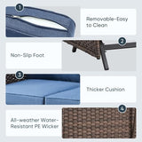 Patio Wicker Chairs Swivel Rocker – Outdoor Swivel Rocking Chairs Set of 2 with Rattan Side Table, Patio Swivel Glider Chair 3 Piece Patio Furniture Sets for Deck Porch Pool Brown/Blue